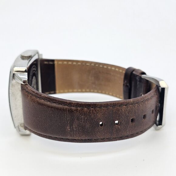 Vince Camuto Men's Watch 38MM Blue Dial Date Brown Leather Bands New Battery - Picture 8 of 15